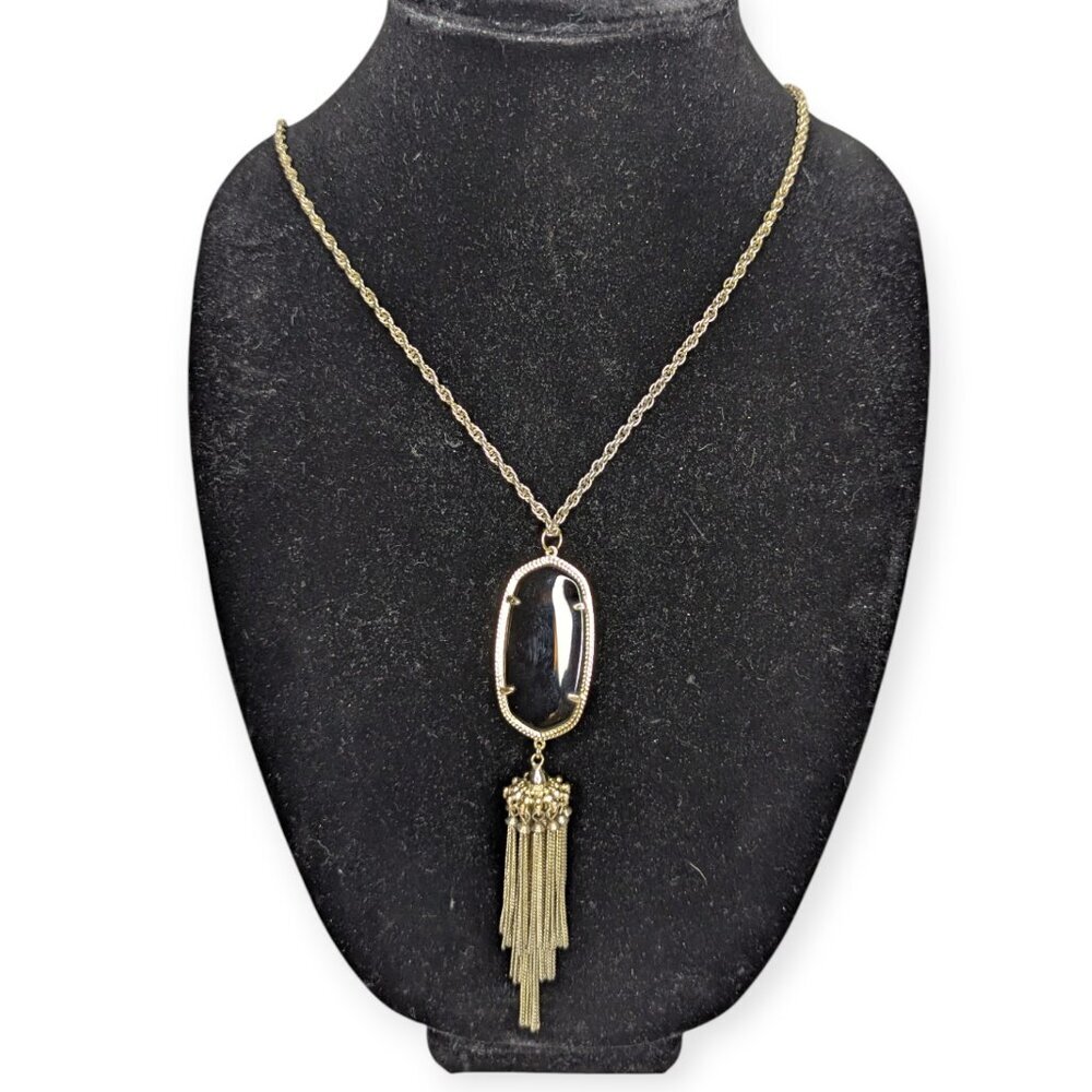Kendra Scott Rayne Necklace w/Tassel Pendant Long Gold Tone Chain